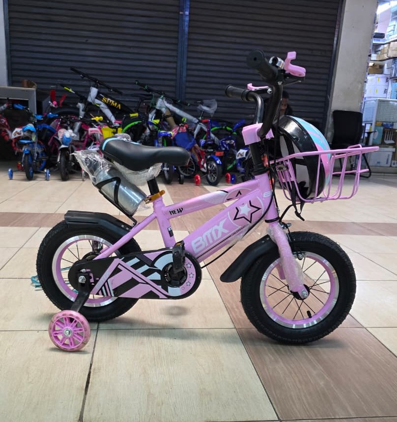 BMX size 12 Kids Bicycle with Basket & Training Wheels – Pink