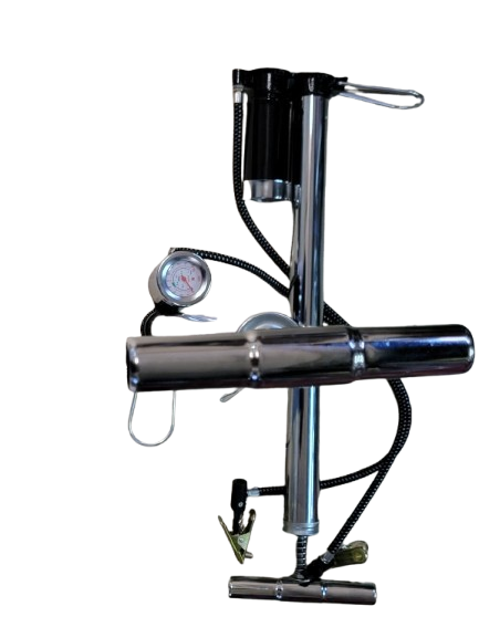 Big Bicycle Floor Pump silver– Heavy Duty with Gauge