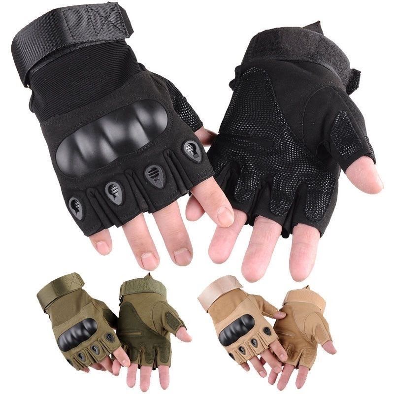Tactical Fingerless Gloves with Hard Knuckles