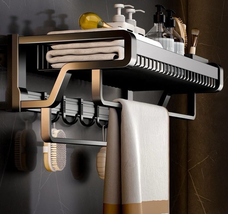 Bathroom wall mounted towel rack