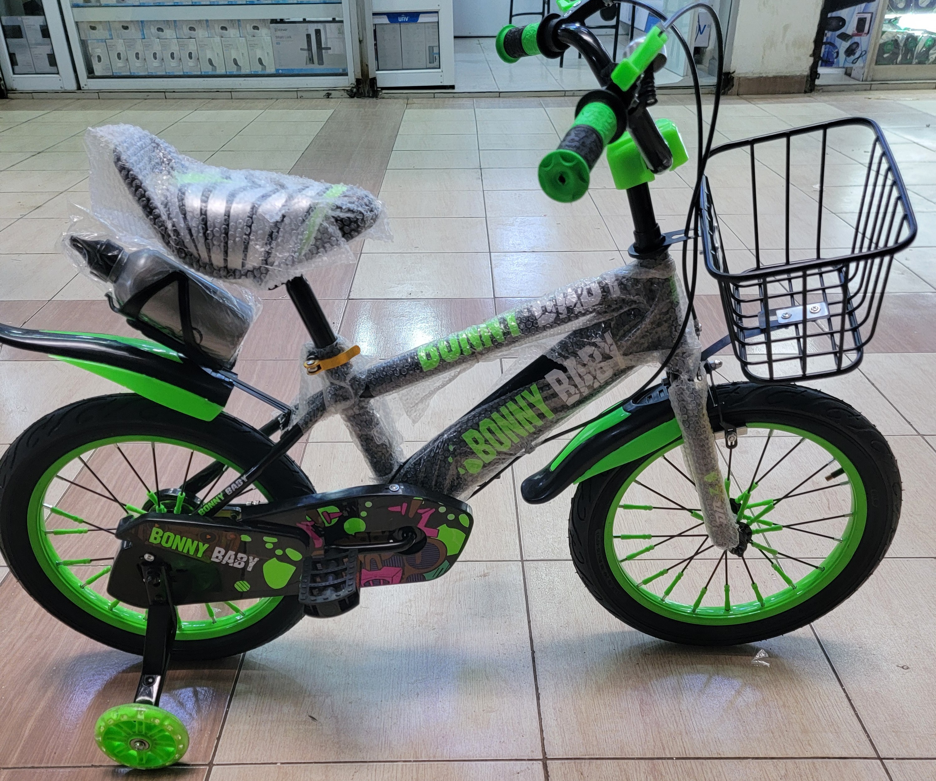 Bonny Baby 16-Inch Kids Bicycle with Training Wheels and Basket